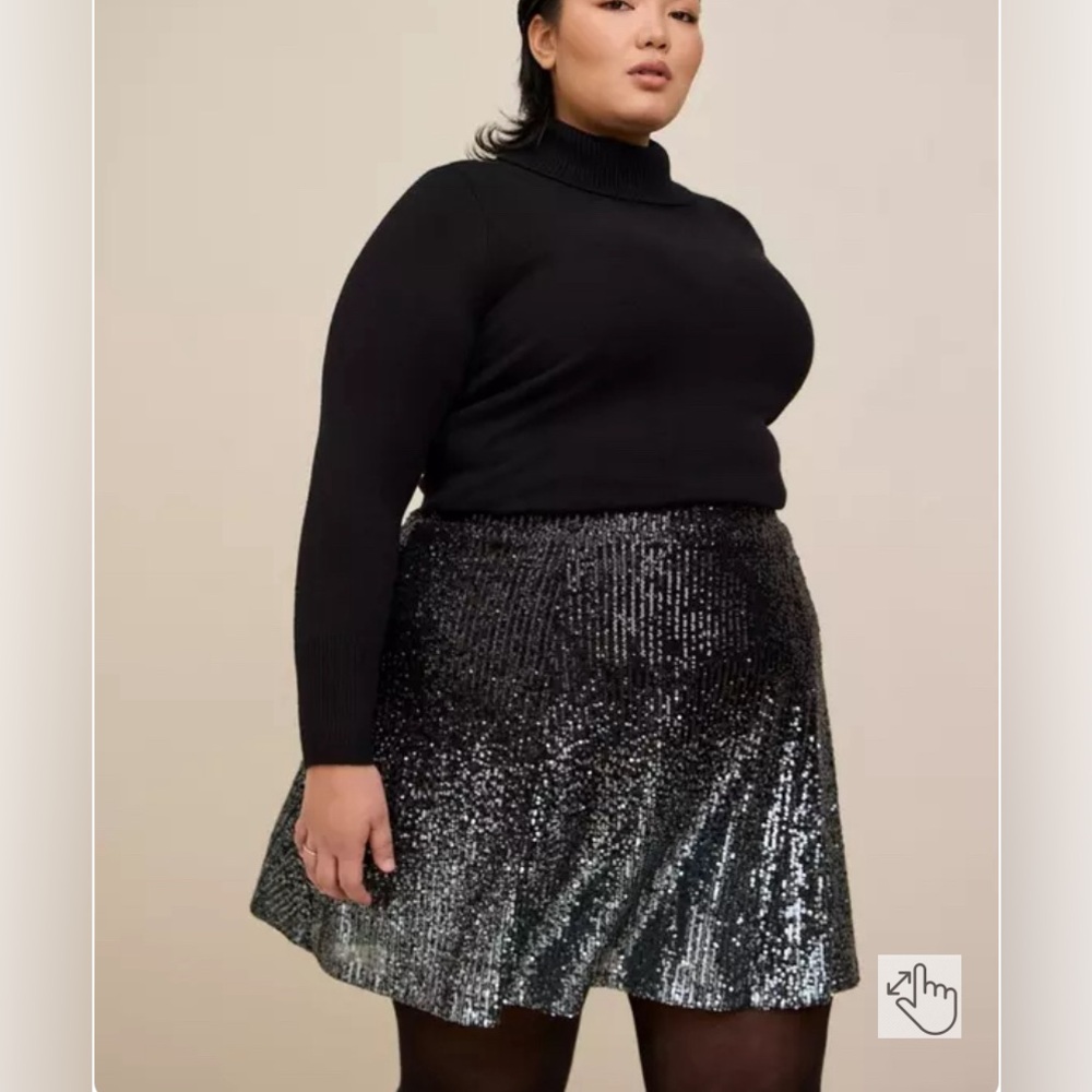 Torrid Black Sequin A-Line Skirt skater skirt glam goth party elegant y2k sexy